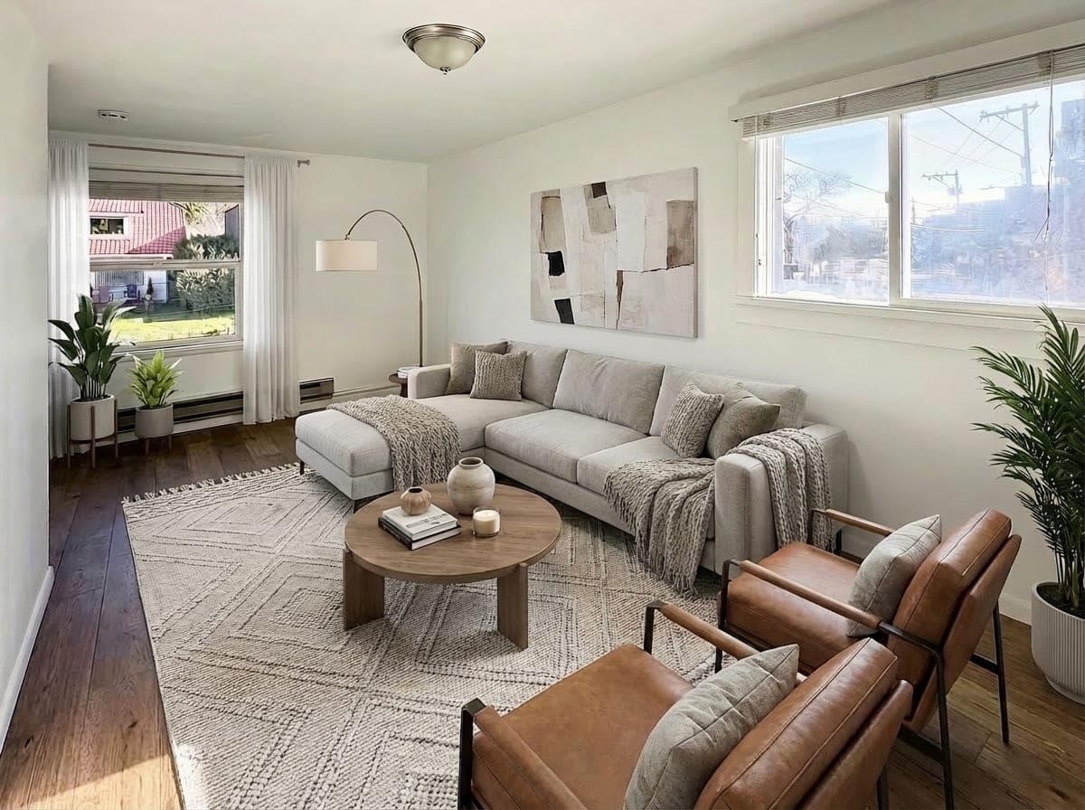 Living room, staged.